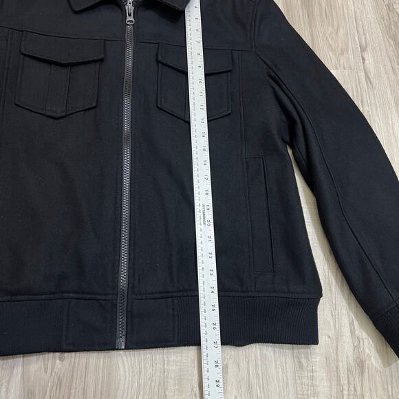 Structure Wool Blend Hooded Black Full Zip Jacket Size XL - Picture 6 of 12